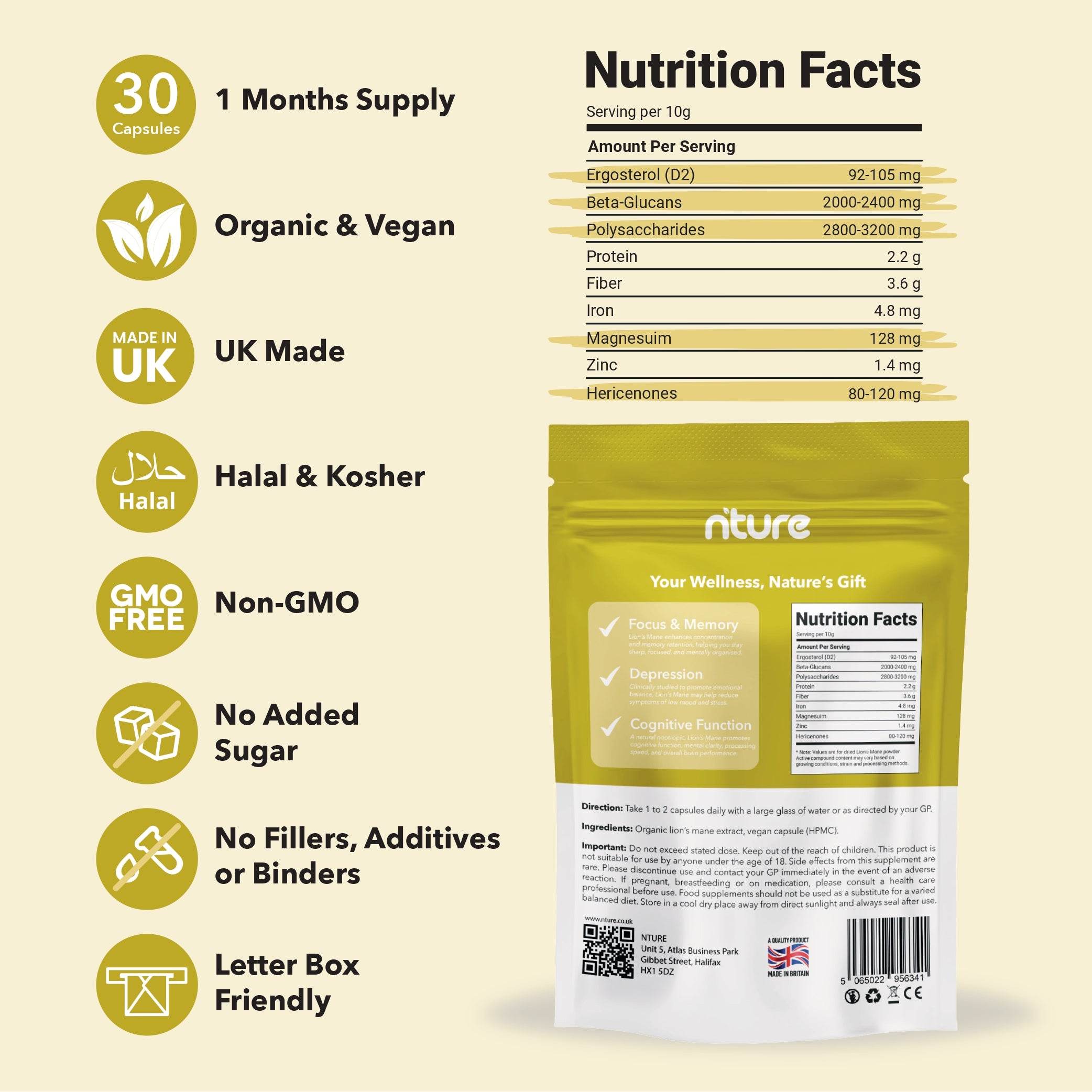 Lion's Mane Mushroom Capsules - Nture